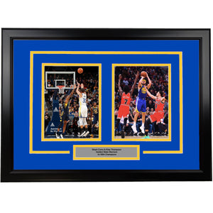 Framed Steph Curry and Klay Thompson Golden State Warriors 17x23 Dual Basketball Photo