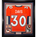 Framed Autographed/Signed Terrell Davis 35x39 SB XXXII MVP Denver Orange Football Jersey JSA COA