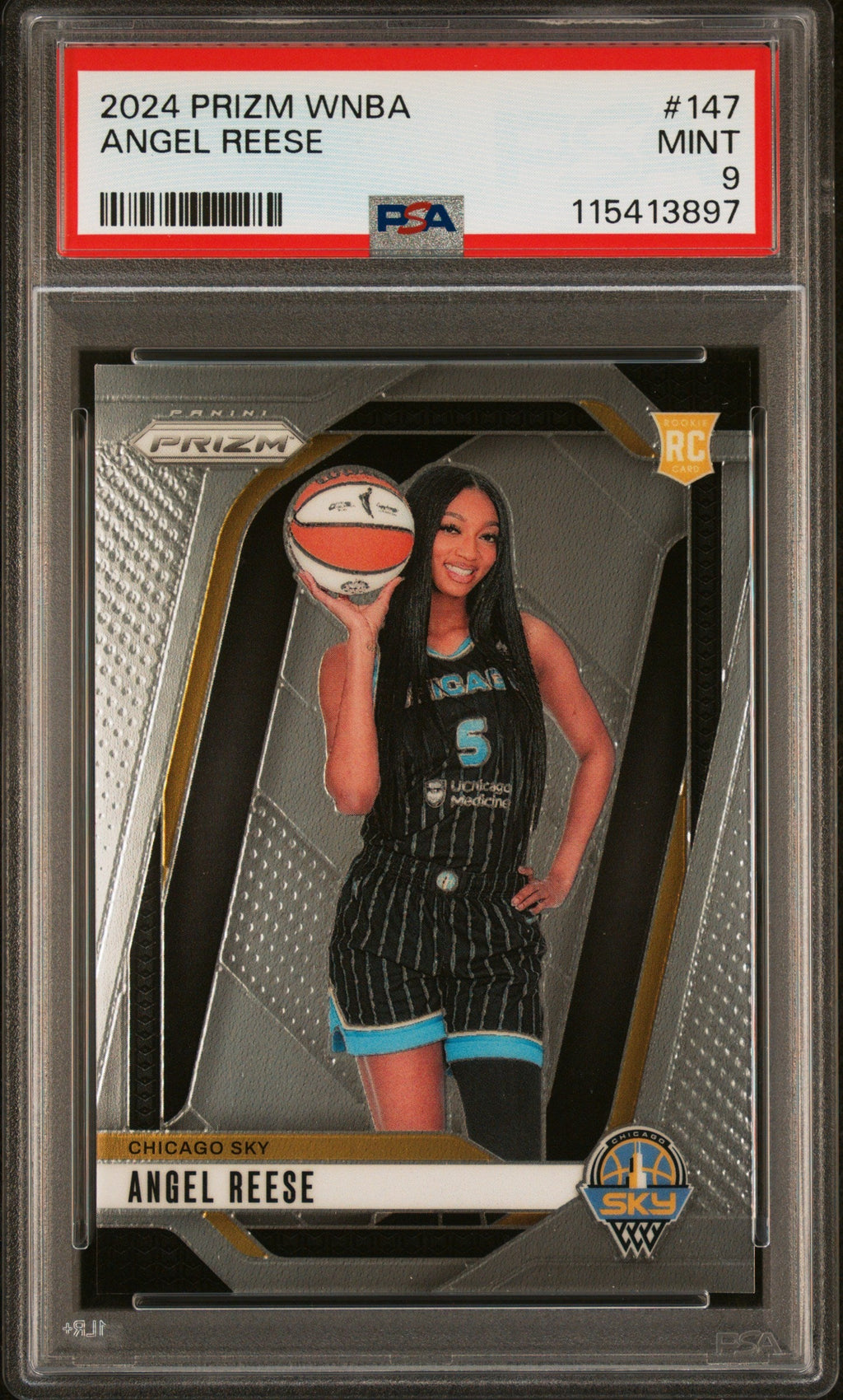Graded 2024 Panini Prizm Angel Reese #147 Rookie RC Basketball Card PSA 9 Mint