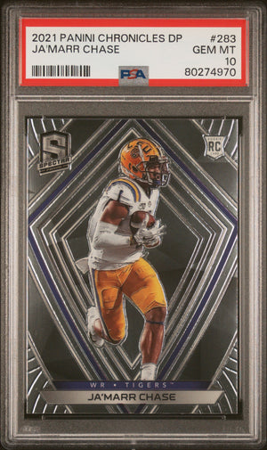 Graded 2021 Panini Chronicles Draft Picks Ja'Marr Chase #283 Rookie RC Football Card PSA 10 Gem Mint