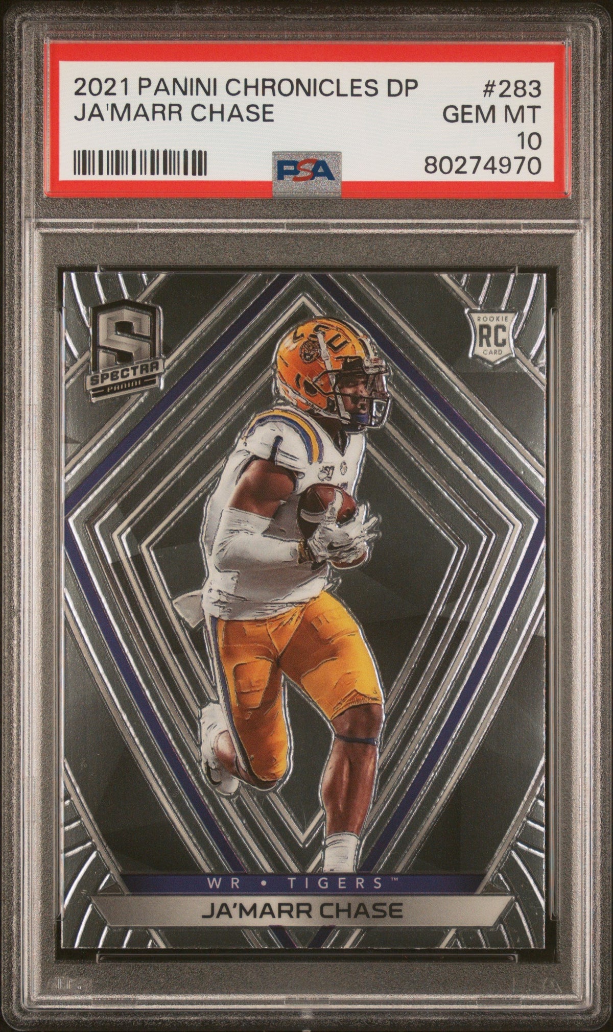 Graded 2021 Panini Chronicles Draft Picks Ja'Marr Chase #283 Rookie RC Football Card PSA 10 Gem Mint