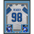 Framed Autographed/Signed D.J. DJ Reader 35x39 Detroit White Football Jersey Beckett BAS COA
