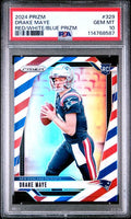 Graded 2024 Panini Prizm Drake Maye #329 Red White Blue Prizm Rookie RC Football Card PSA 10 Gem Mint
