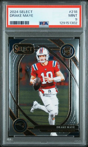 Graded 2024 Panini Select Drake Maye #218 Rookie RC Football Card PSA 9 Mint