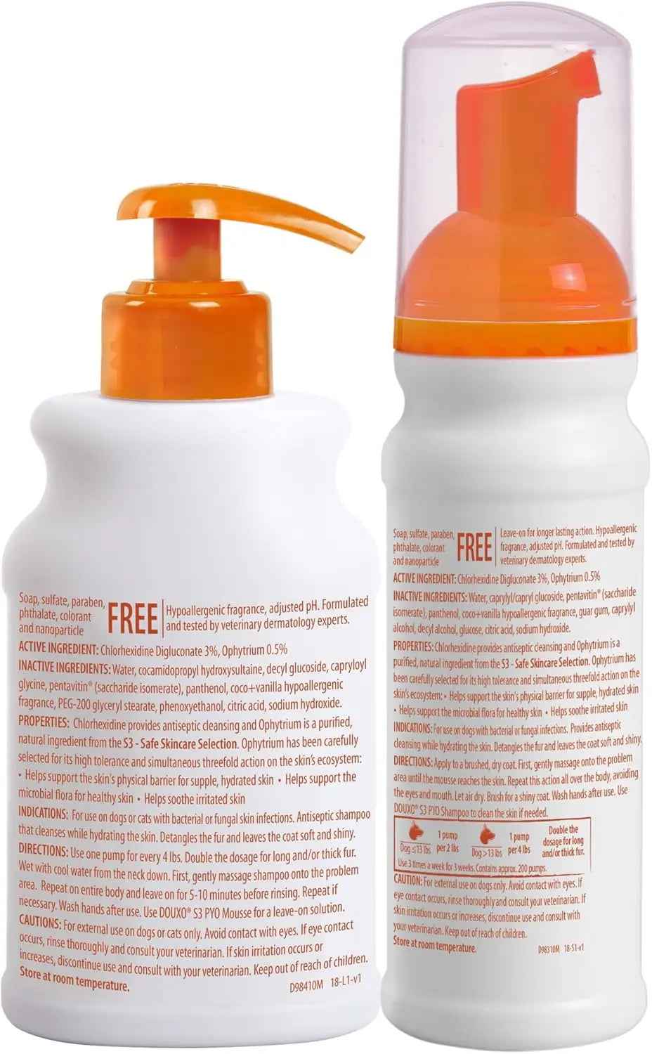 DOUXO S3 PYO Dog Shampoo & Mousse Combo Set, 2-Pack