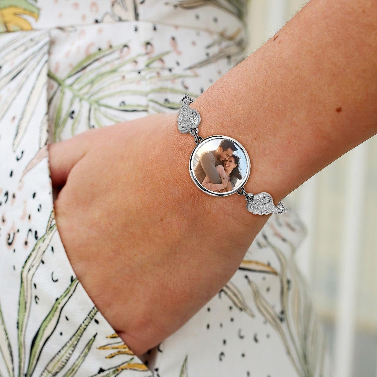 Custom Photo Bracelet – Personalized Angel Wings Bracelet | Upload Any Photo