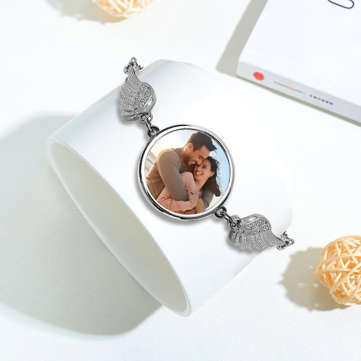 Custom Photo Bracelet – Personalized Angel Wings Bracelet | Upload Any Photo