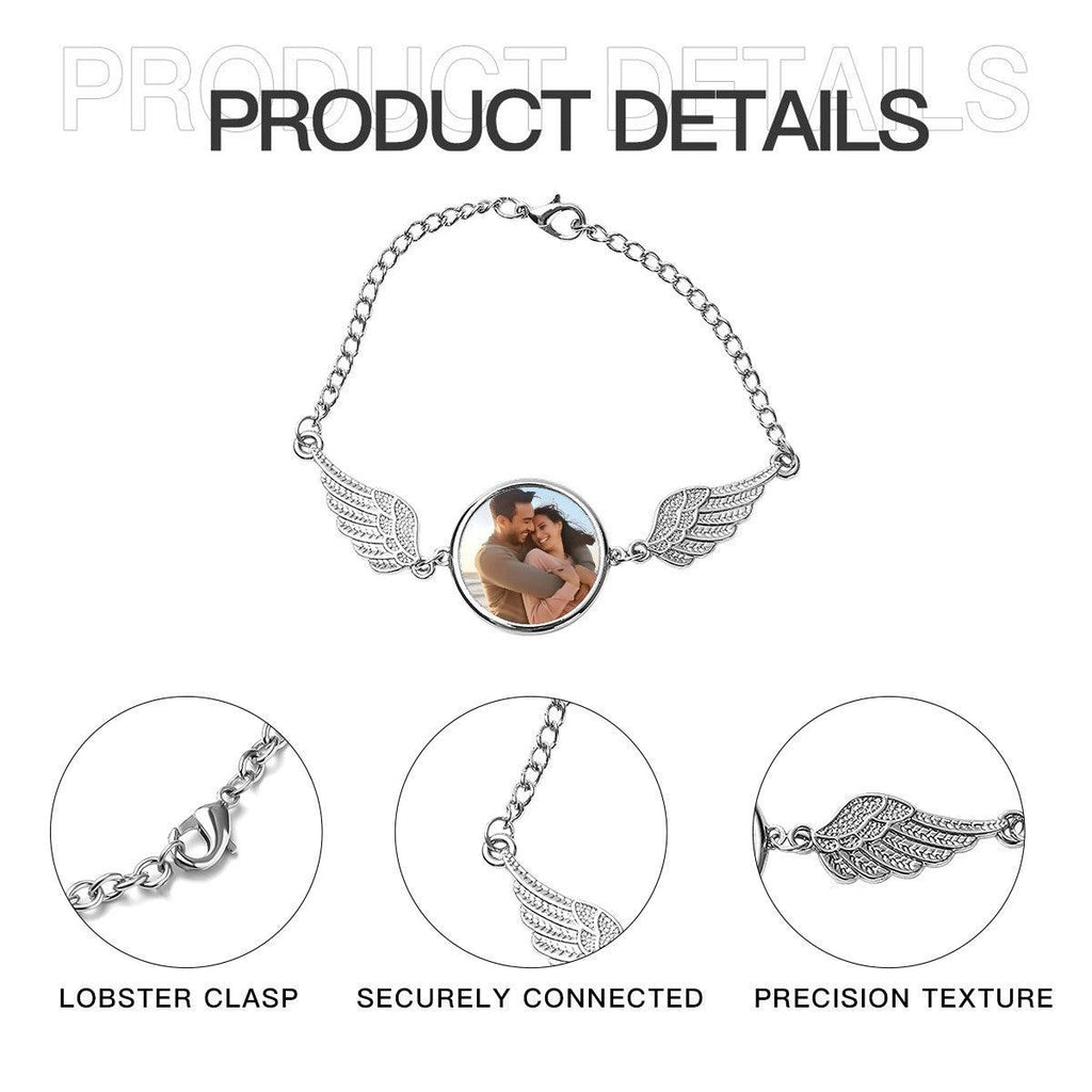 Custom Photo Bracelet – Personalized Angel Wings Bracelet | Upload Any Photo