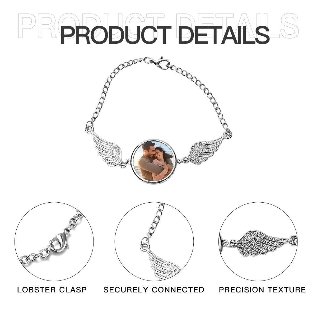 Custom Photo Bracelet – Personalized Angel Wings Bracelet | Upload Any Photo