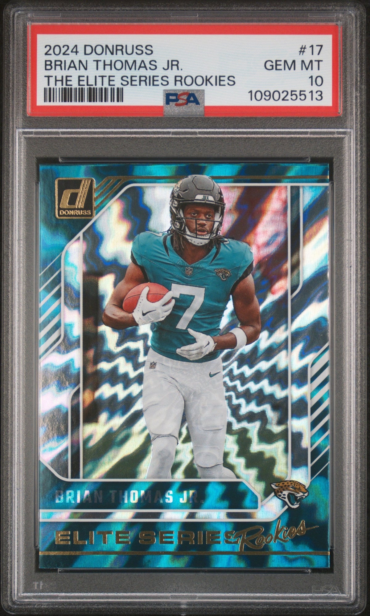 Graded 2024 Panini Donruss Brian Thomas Jr #17 The Elite Series Rookies Rookie RC Football Card PSA 10 Gem Mint
