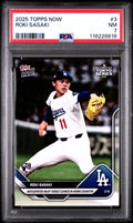 Graded 2025 Topps Now Roki Sasaki #3 Rookie RC Baseball Card PSA 7 Near Mint
