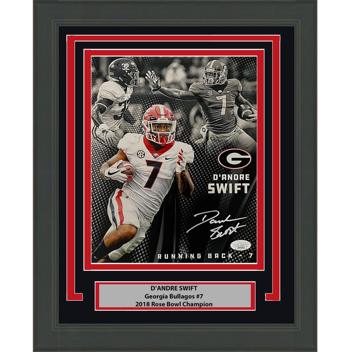 Framed Autographed/Signed D'Andre Swift Georgia Bulldogs 8x10 College Football Photo JSA COA #9