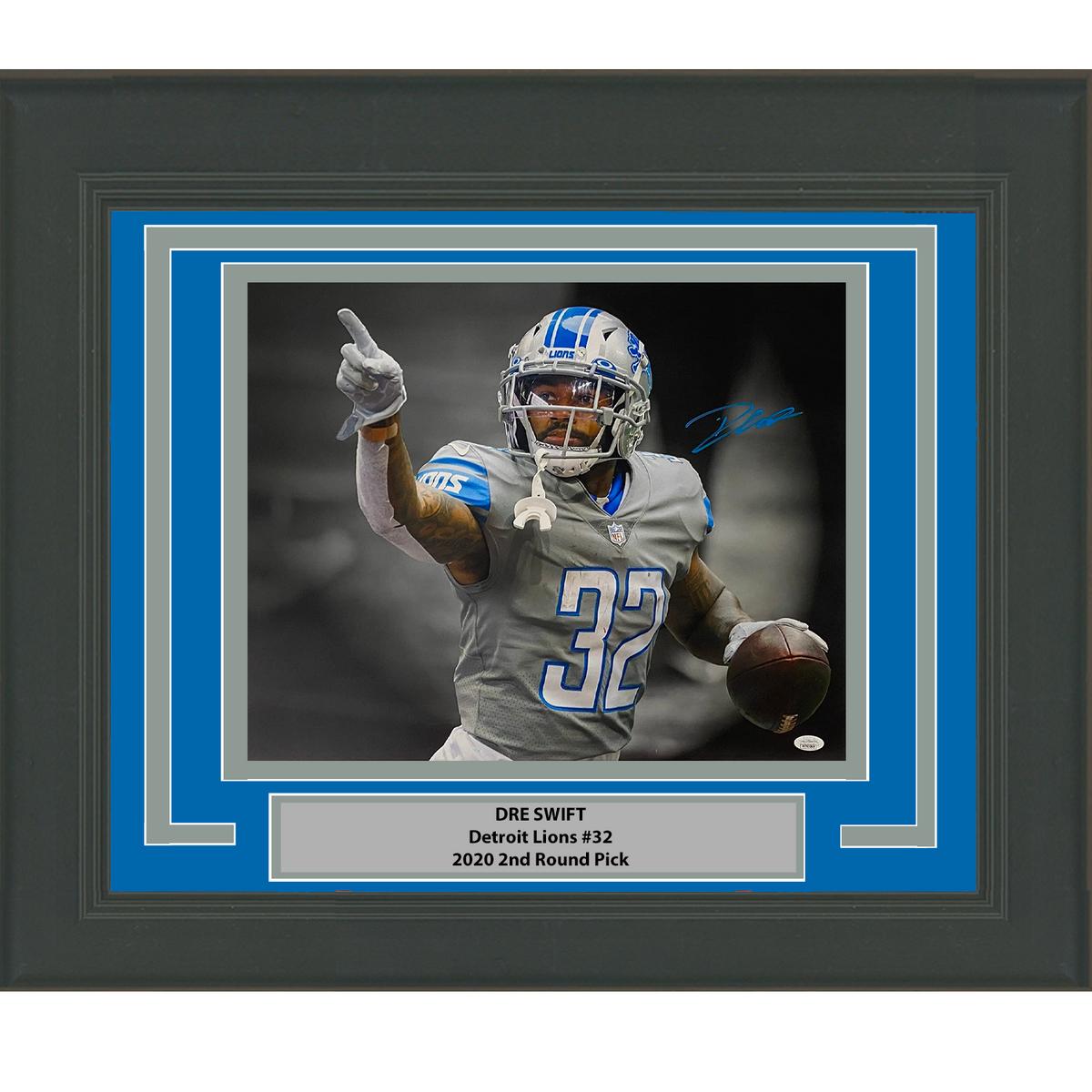 Framed Autographed/Signed D'Andre Swift Detroit Lions 16x20 Football Photo JSA COA
