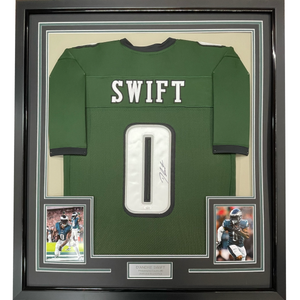 Framed Autographed/Signed D'Andre Swift 35x39 Philadelphia Green Football Jersey JSA COA