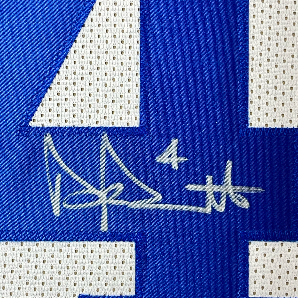 Framed Autographed/Signed Dak Prescott 35x39 Dallas White Football Jersey Beckett BAS COA