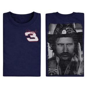 Dale Earnhardt "The Intimidator" Middle Finger T-Shirt – Vintage Style Racing Graphic Tee, NASCAR Legend Top, Made in USA