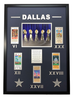 Framed Dallas Cowboys 5x Super Bowl Champions Replica Ticket 20x18 Football Photo Professionally Matted