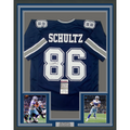 Framed Autographed/Signed Dalton Schultz 35x39 Dallas Dark Blue Football Jersey JSA COA