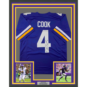 Framed Autographed/Signed Dalvin Cook #4 35x39 Minnesota Purple Football Jersey Beckett BAS COA
