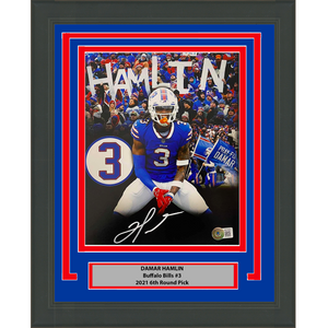 Framed Autographed/Signed Damar Hamlin Buffalo Bills 8x10 Football Photo Beckett BAS COA