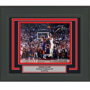 Framed Autographed/Signed Damian Lillard Portland Trail Blazers Buzzer Beater 16x20 Basketball Photo Beckett BAS COA