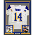 Framed Autographed/Signed Dan Fouts 35x39 San Diego White Football Jersey Beckett BAS COA