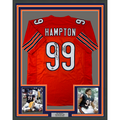 Framed Autographed/Signed Dan Hampton 35x39 HOF 2002 Chicago Orange Football Jersey Beckett BAS COA