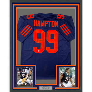 Framed Autographed/Signed Dan Hampton 35x39 Chicago Color Rush Football Jersey Beckett BAS COA