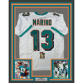 Framed Autographed/Signed Dan Marino 35x39 Miami White Football Jersey JSA COA