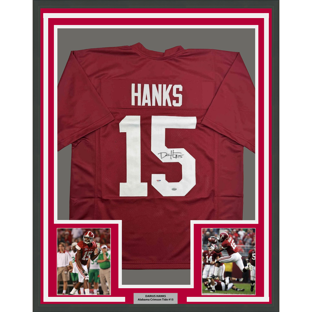 Framed Autographed/Signed Darius Hanks 35x39 Alabama Red College Football Jersey PSA COA
