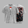 Dark Ninja Illusion Vintage Washed T-Shirt – Oversized Anime-Inspired Graphic Tee