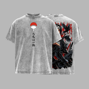 Dark Ninja Illusion Vintage Washed T-Shirt – Oversized Anime-Inspired Graphic Tee