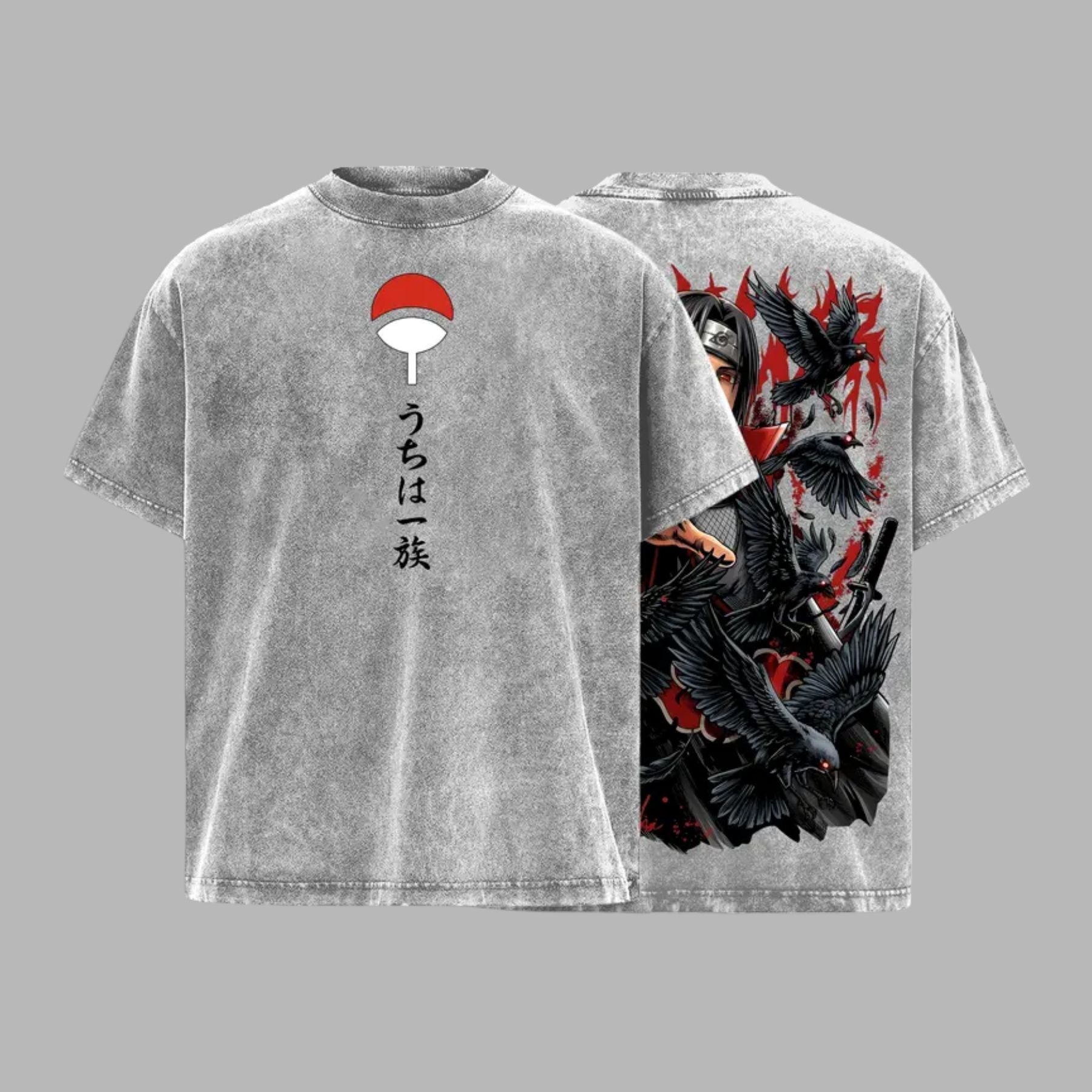 Dark Ninja Illusion Vintage Washed T-Shirt – Oversized Anime-Inspired Graphic Tee