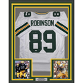 Framed Autographed/Signed Dave Robinson 35x39 HOF 13 Green Bay White Football Jersey JSA COA