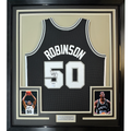 Framed Autographed/Signed David Robinson 35x39 San Antonio Spurs Black Authentic M&N Basketball Jersey Beckett BAS COA