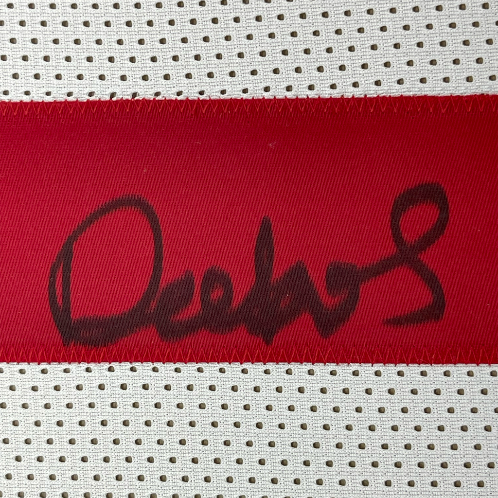 Framed Autographed/Signed Deebo Samuel 35x39 San Francisco White Football Jersey JSA COA