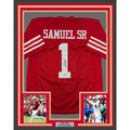 Framed Autographed/Signed Deebo Samuel 35x39 San Francisco Red Football Jersey JSA COA