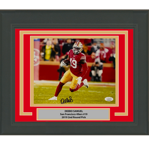Framed Autographed/Signed Deebo Samuel San Francisco 49ers 8x10 Football Photo JSA COA