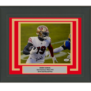 Framed Autographed/Signed Deebo Samuel San Francisco 49ers 8x10 Football Photo JSA COA #4