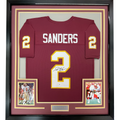 Framed Autographed/Signed Deion Sanders 35x39 Florida State Maroon College Football Jersey JSA COA