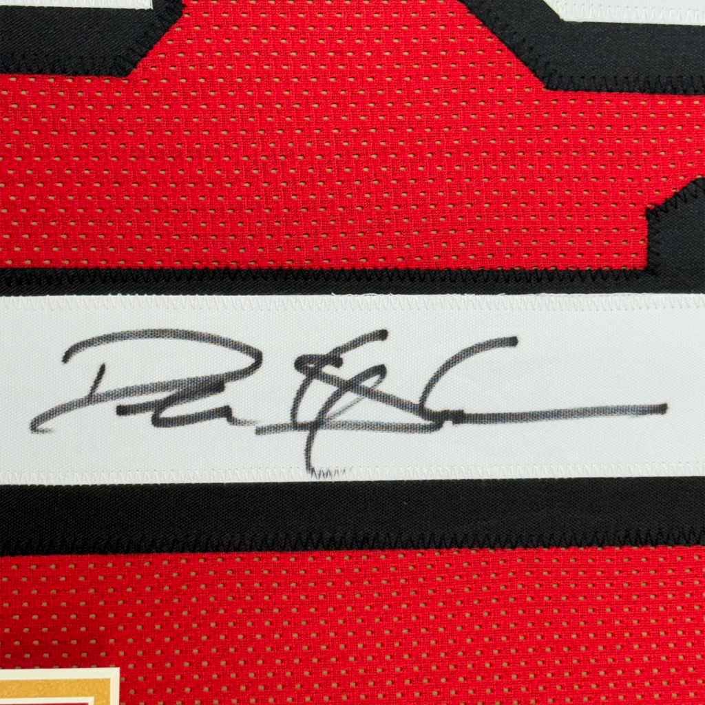 Framed Autographed/Signed Deion Sanders 35x39 San Francisco Red Football Jersey JSA COA