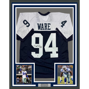 Framed Autographed/Signed Demarcus Ware 35x39 Dallas Thanksgiving Day Football Jersey Beckett BAS COA