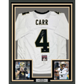 Framed Autographed/Signed Derek Carr 35x39 New Orleans White Football Jersey JSA COA