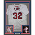 Framed Autographed/Signed Derek Lowe 35x39 Boston White Baseball Jersey Beckett BAS COA