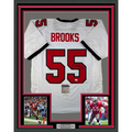 Framed Autographed/Signed Derrick Brooks 35x39 Tampa Bay White Football Jersey JSA COA