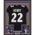 Framed Autographed/Signed Derrick Henry 35x39 Baltimore Black Football Jersey JSA COA