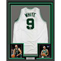 Framed Autographed/Signed Derrick White 35x39 Boston White Basketball Jersey Beckett BAS COA
