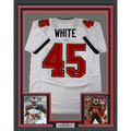 Framed Autographed/Signed Devin White 35x39 Tampa Bay White Football Jersey Beckett BAS COA