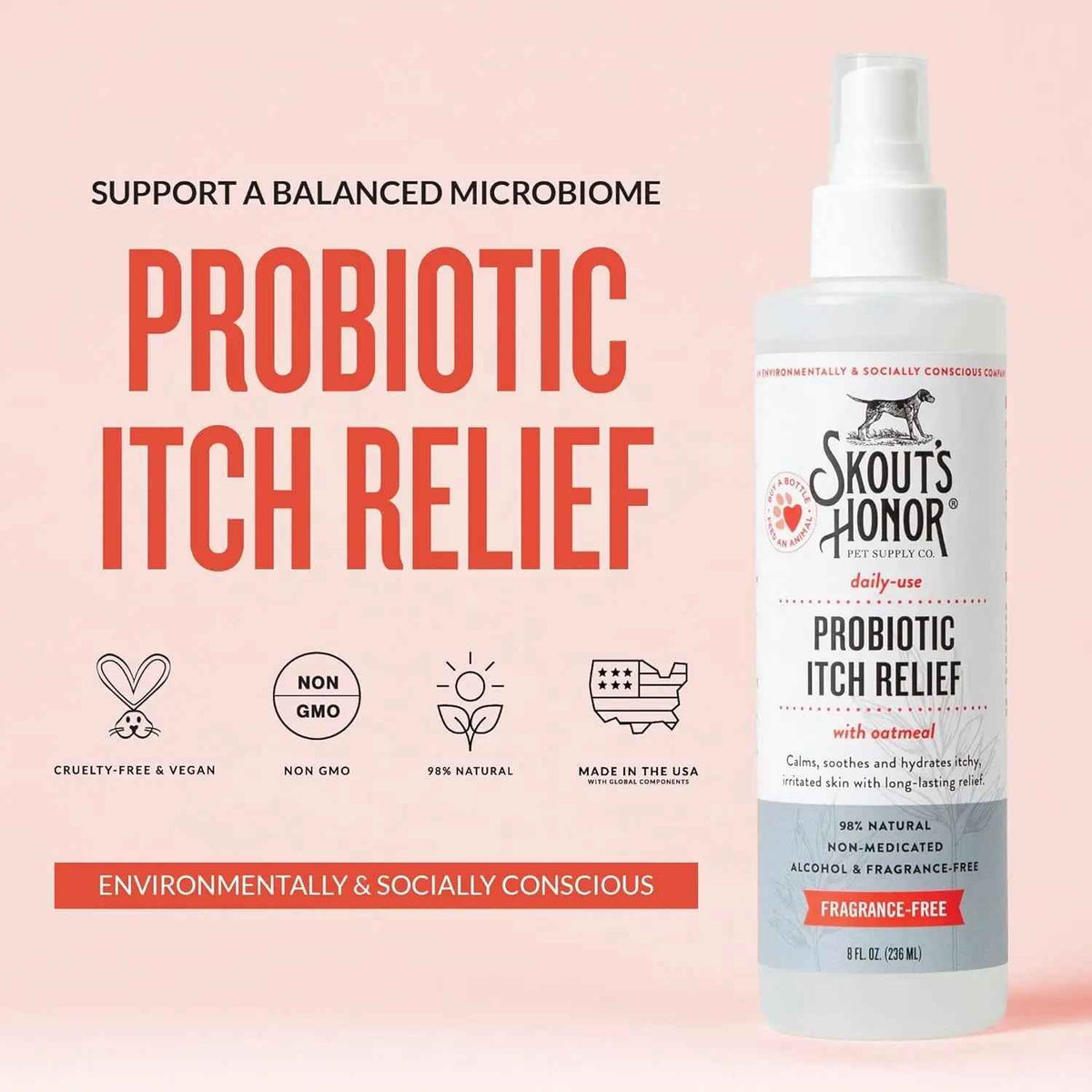 Probiotic Itch Relief Spray for Dogs & Cats Aloe Avocado