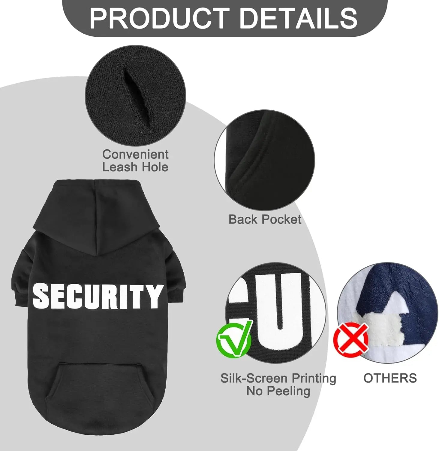 Dog Security Hoodie – Fleece Sweatshirt with Leash Hole